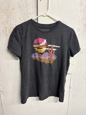 Free State XL Charcoal Gray Retro Desert Sun Cactus Graphic Tee